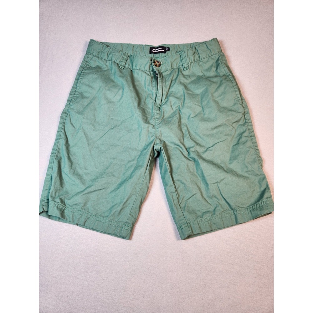 Monoprix Boys Green Chino Shorts Cotton Twill Size 14 Adjustable Waist